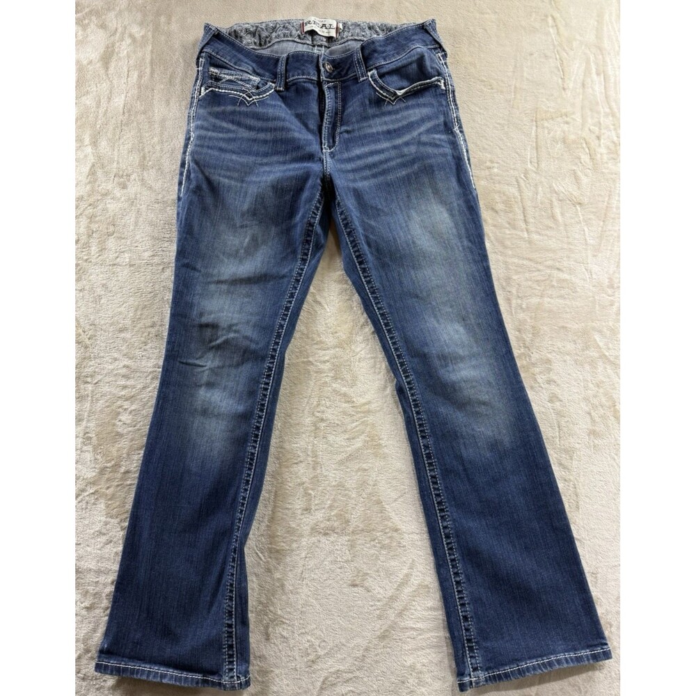 Ariat Real Denim Jean Women’s 32R (32X32) Blue Marine Mid-Rise Boot Cut Entwined